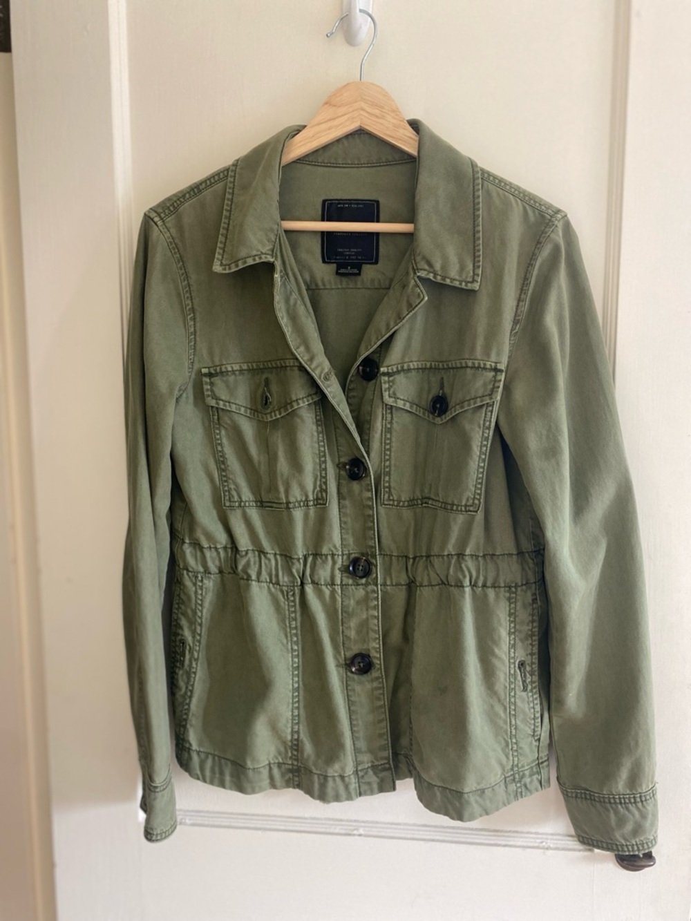 Retro Sanctuary 2010’s Cotton Button-Front Jacket in Olive Green